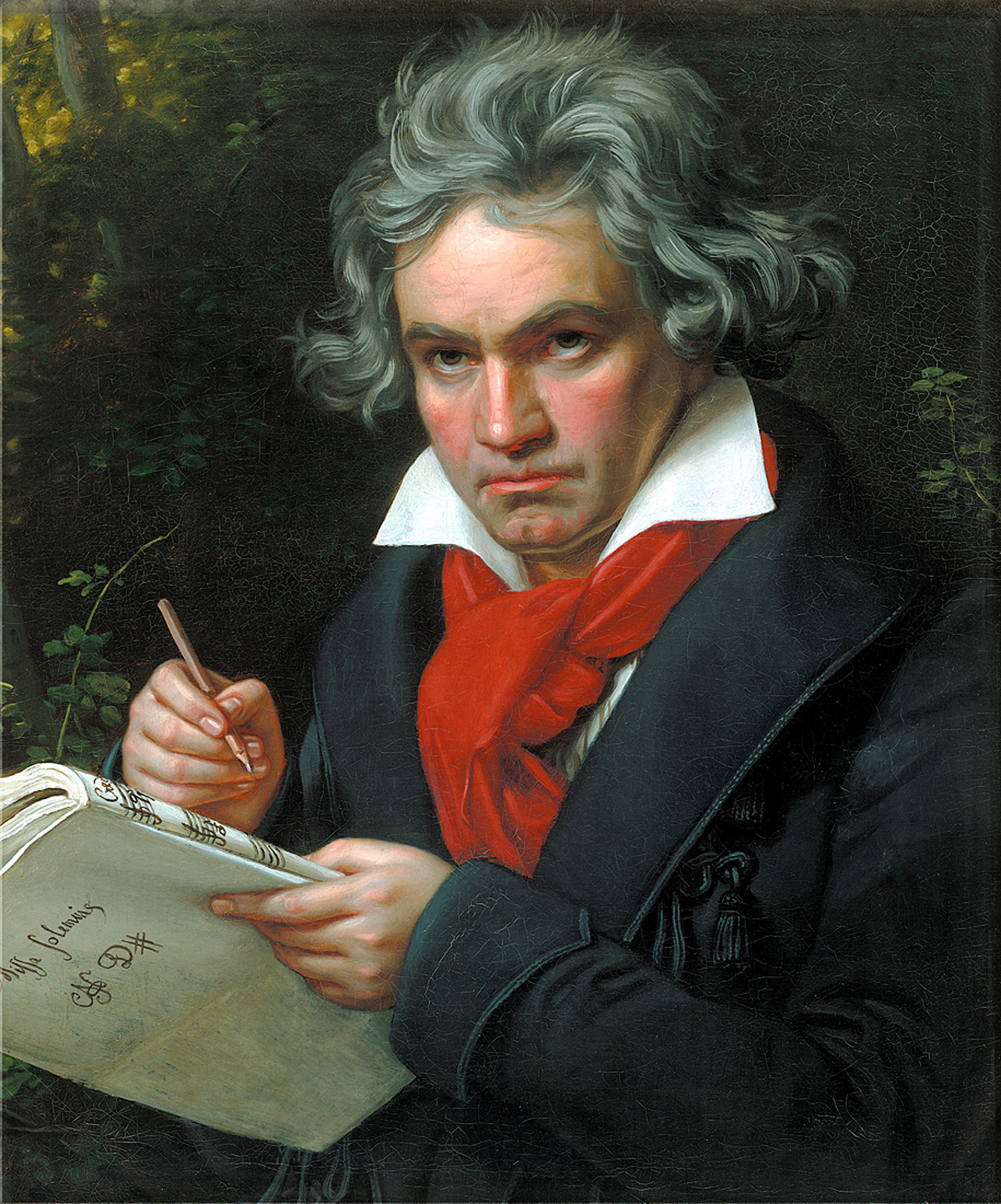 Beethoven with pen and paper in hand